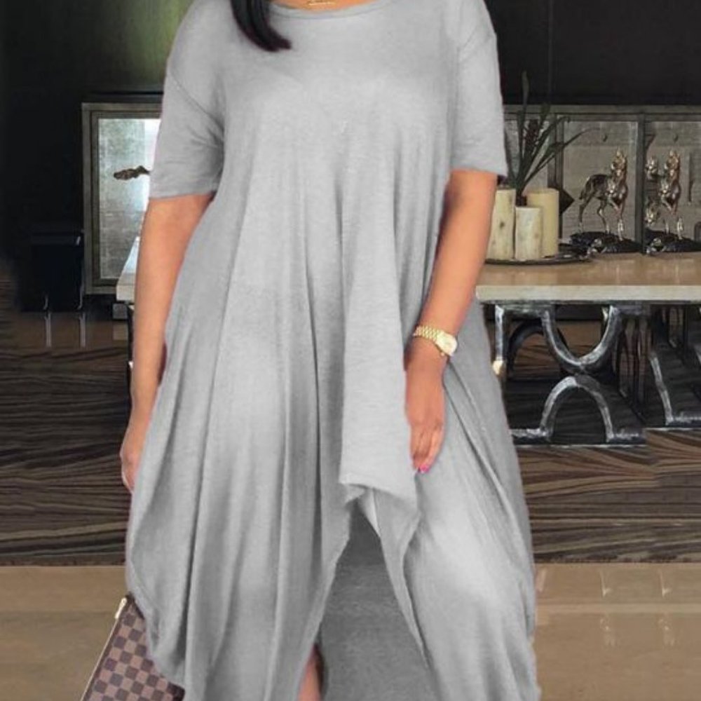 Loose Grey Mini Dress